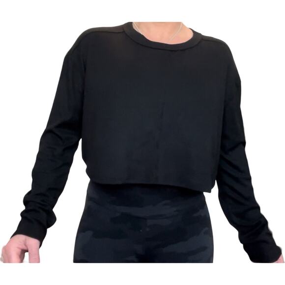 AS Revival Light Weight Crop CutOut Pullover Long Sleeve Sweatshirt Black Sz XL - Picture 3 of 5